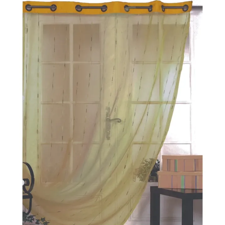 Voilage en Organza à Fines Rayures Brodées