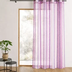 Voilage en organza jacquard à rayures verticales