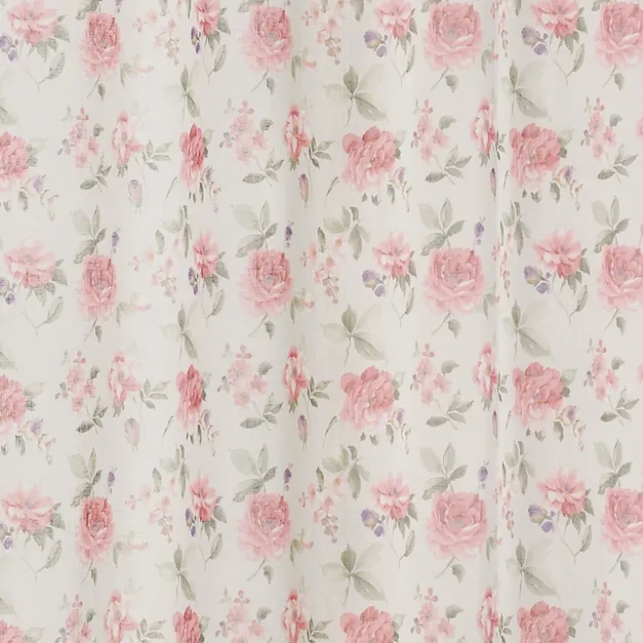 Voilage en poly/lin imprimé "rose"