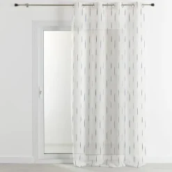 Voilage en étamine à jacquard rayé