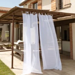 Voilage extérieur déperlant effet linà nouettes