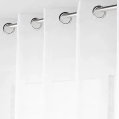 Voilage grande largeur à Oeillets Haltona Blanc Effet Lin Tissé
