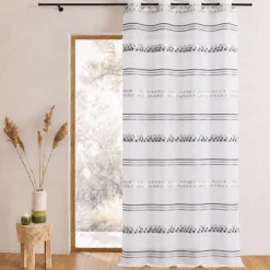 Voilage jacquard à rayures géométriques