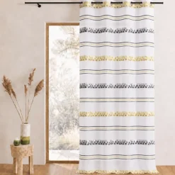Voilage jacquard à rayures géométriques