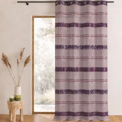 Voilage jacquard à rayures géométriques