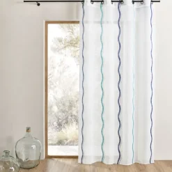Voilage jacquard à rayures verticales ondulées