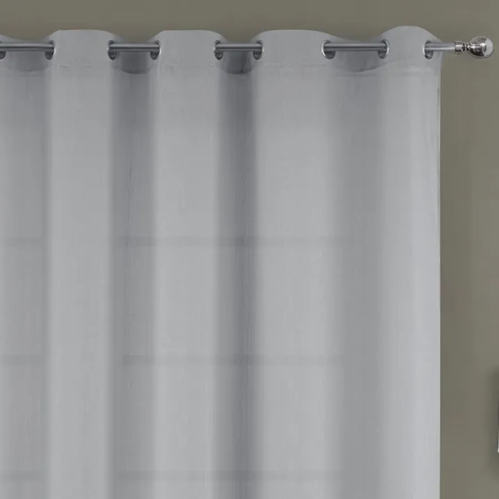 Voilage à oeillets tissé avec relief effet froissé