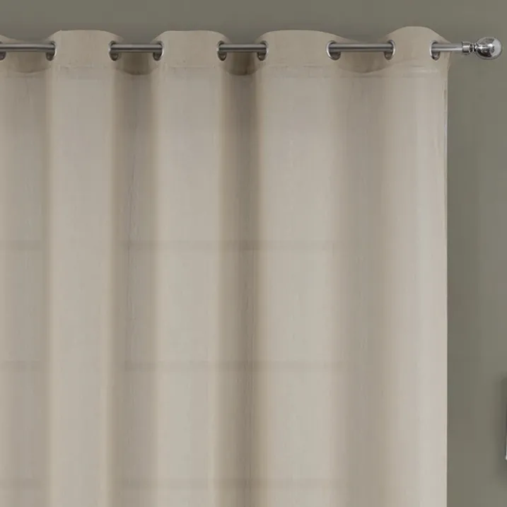 Voilage à oeillets tissé avec relief effet froissé