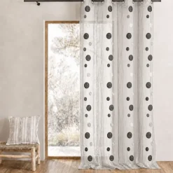 Voilage organza fils coupés motif ronds