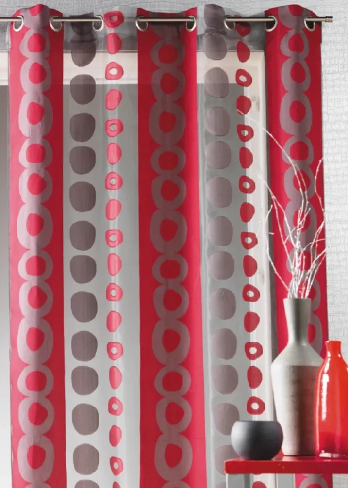 Voilage Organza Jacquard à Bandes et cercles