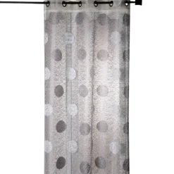 Voilage organza jacquard brodé motif gros ronds