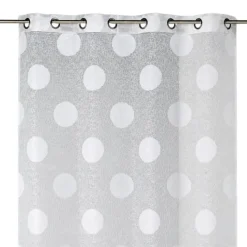Voilage organza jacquard brodé motif gros ronds