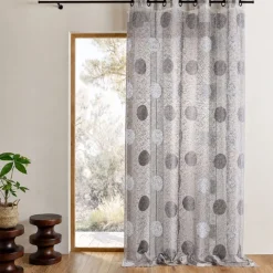 Voilage organza jacquard brodé motif gros ronds