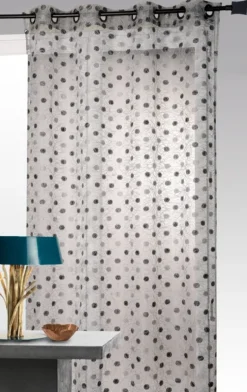 Voilage organza jacquard brodé à petits pois