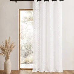 Voilage organza jacquard brodé à petits pois