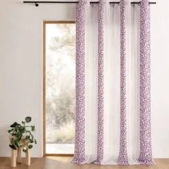 Voilage organza jacquard à motif feuillage