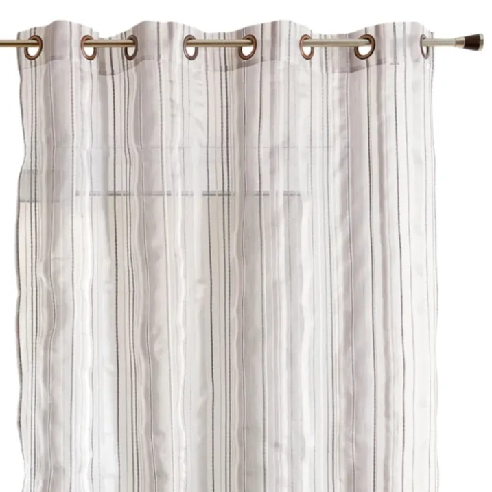 Voilage organza à rayures et œillets