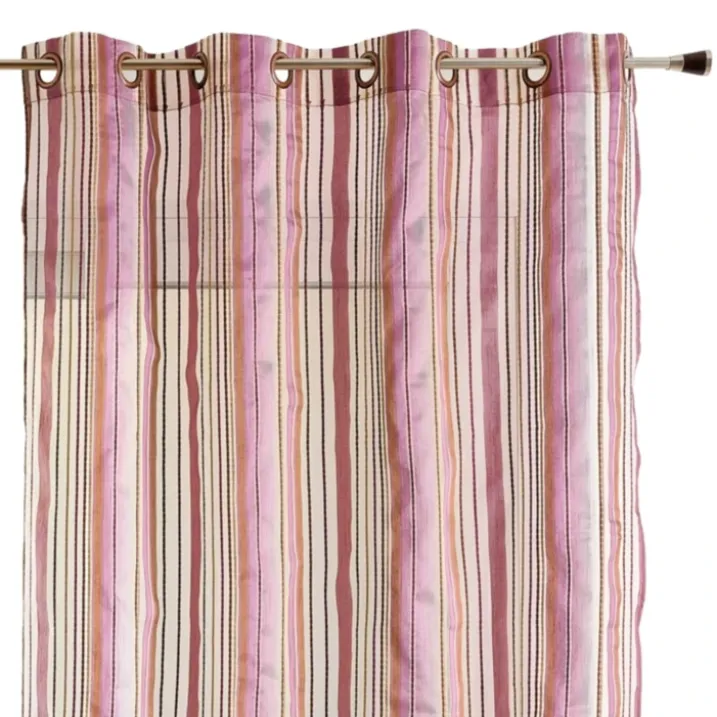 Voilage organza à rayures et œillets