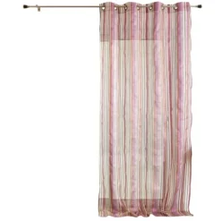 Voilage organza à rayures et œillets