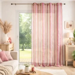 Voilage organza à rayures et œillets