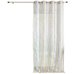 Voilage organza à rayures et œillets