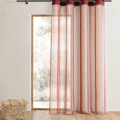 Voilage organza à rayures verticales et parement