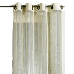 Voilage organza à rayures verticales et parement