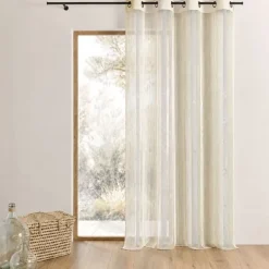 Voilage organza à rayures verticales et parement