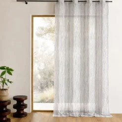 Voilage organza rayures verticales tissées