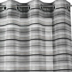 Voilage organza tissé à rayures horizontales et œillets