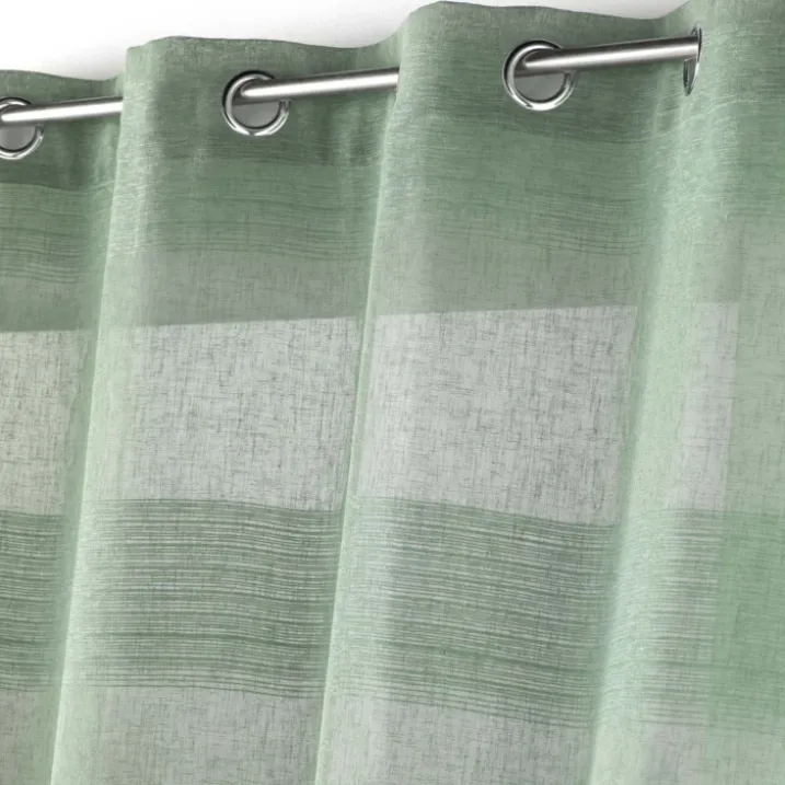 Voilage rayé fils chenille effet lin