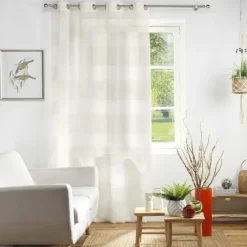 Voilage rayé fils chenille effet lin