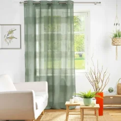Voilage rayé fils chenille effet lin