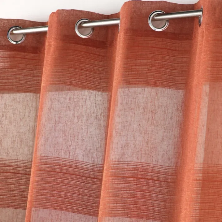 Voilage rayé fils chenille effet lin