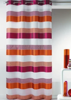 Voilage à rayures horizontales tissées et bandes en satin