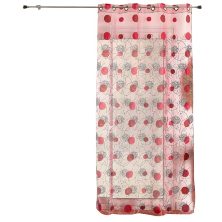 Voilage rouge motifs brodés