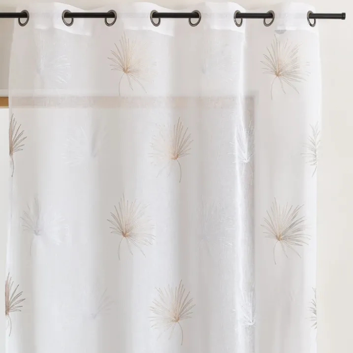 Voilage tamisant broderie palme