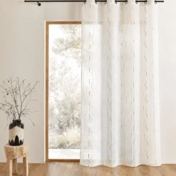 Voilage tamisant à motifs discrets de rayures