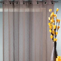 Voilage tissé à fines rayures filetées